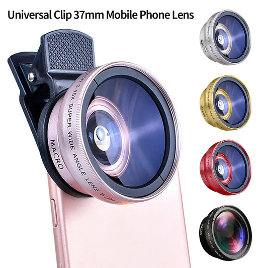 2 in 1 lens universal clip 37mm mobile phone lens professional 0.45x 49uv ultra wide angle