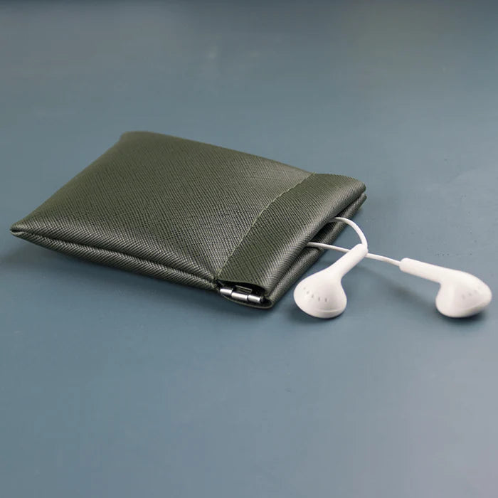 Snap Closure Leather Organizer Pouch