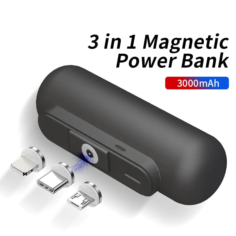 Mini Magnetic Power Bank Capsule 3000mAh