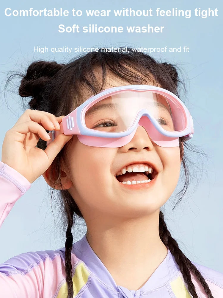 HD children's large frame waterproof and anti-fog swimming goggles