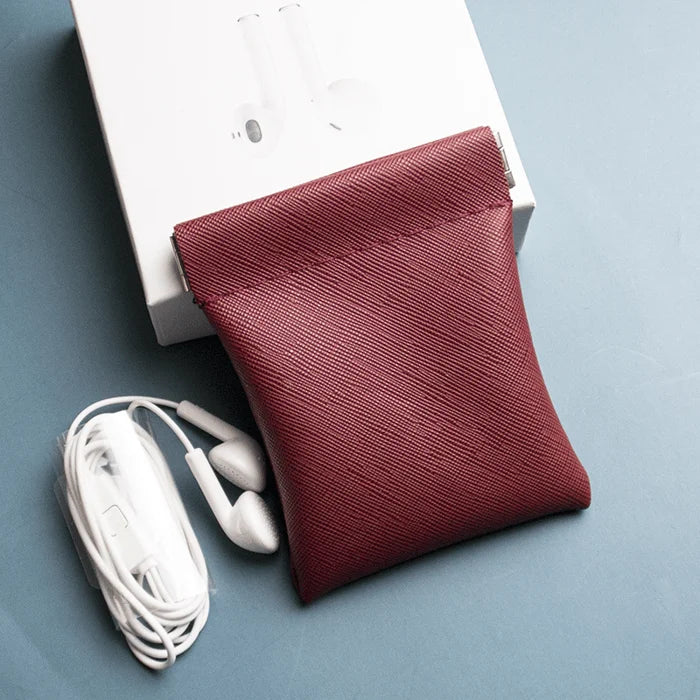 Snap Closure Leather Organizer Pouch