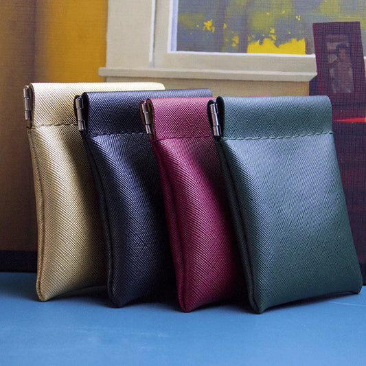 Snap Closure Leather Organizer Pouch