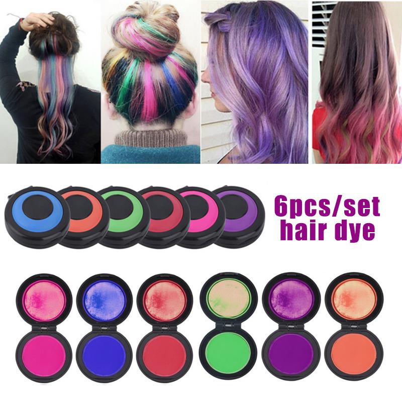 6 COLORS TEMPORARY HAIR CHALK SET FAST HAIR DYE POWDER【No damage to hair, using ion hair powder】