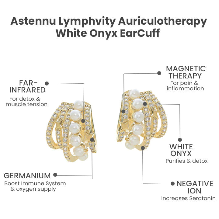 Astennu Lymphvity Auriculotherapy White Onyx EarCuff